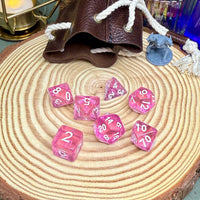 Transparent Single Colour 7 Piece Poly Dice Set - The Wandering Satchel