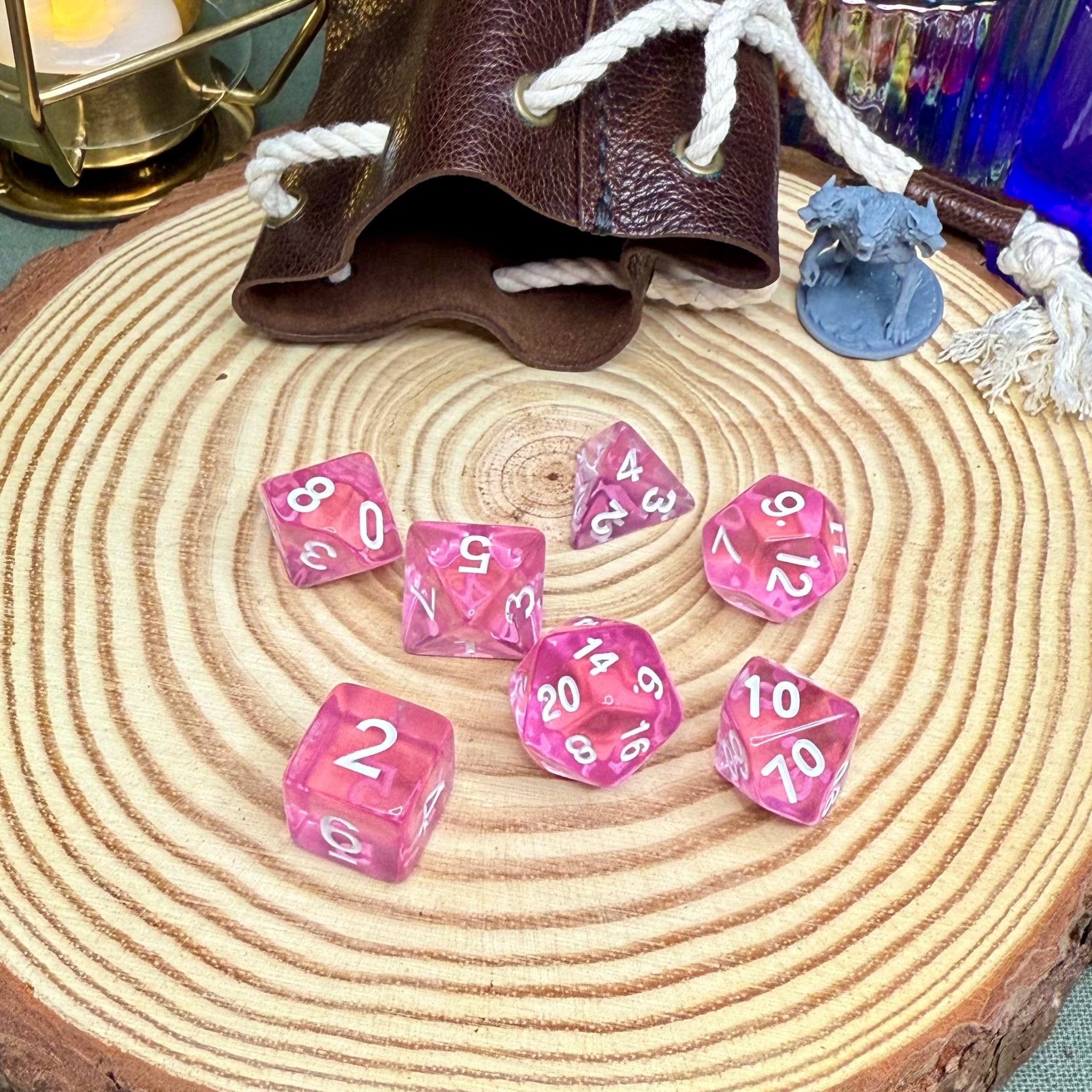 Transparent Single Colour 7 Piece Poly Dice Set - The Wandering Satchel