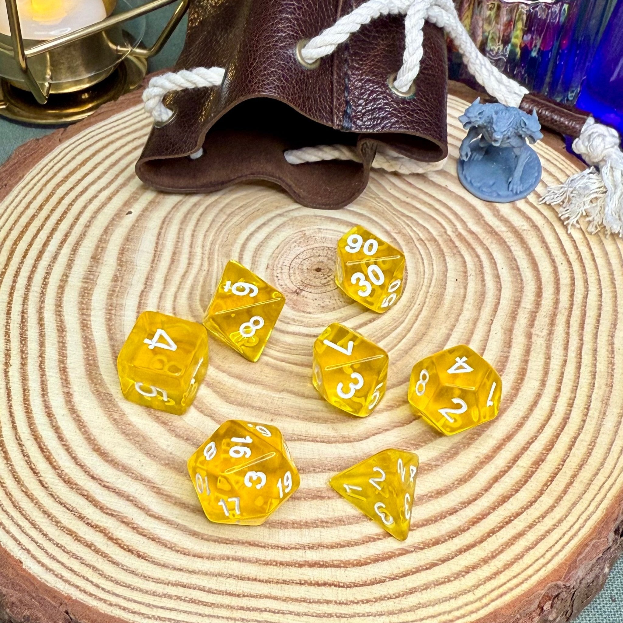 Transparent Single Colour 7 Piece Poly Dice Set - The Wandering Satchel